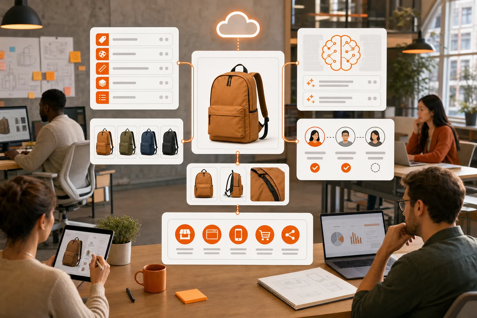 PIM product catalog organization and AI enrichment workflow