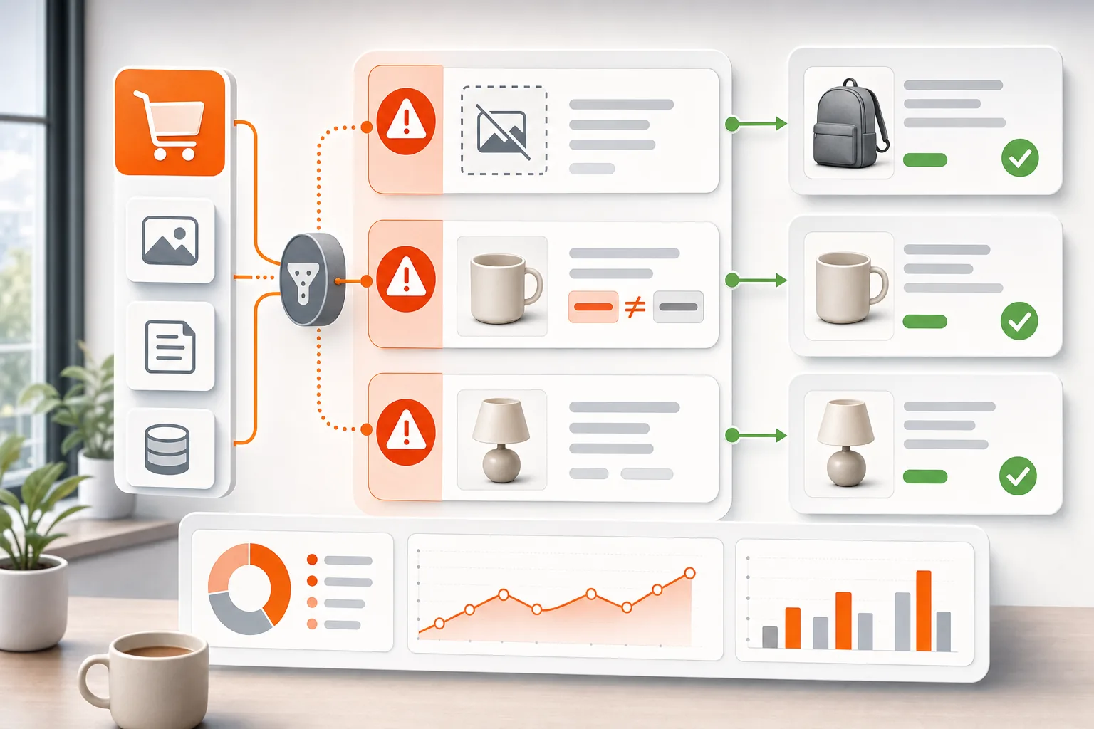 Product data feed sending catalog information to ecommerce sales channels