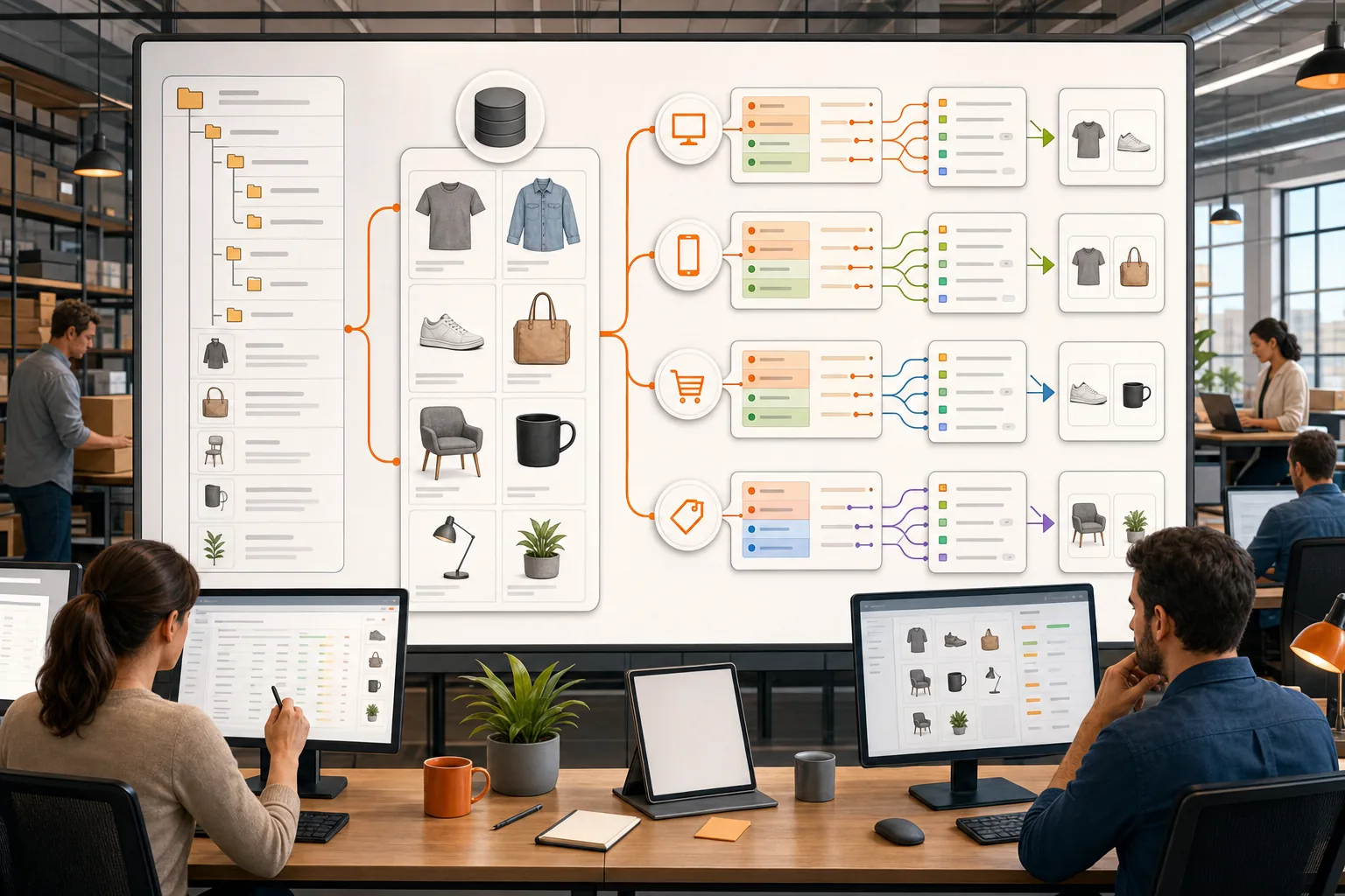 Channel-specific product feed rules and attribute mapping workflow
