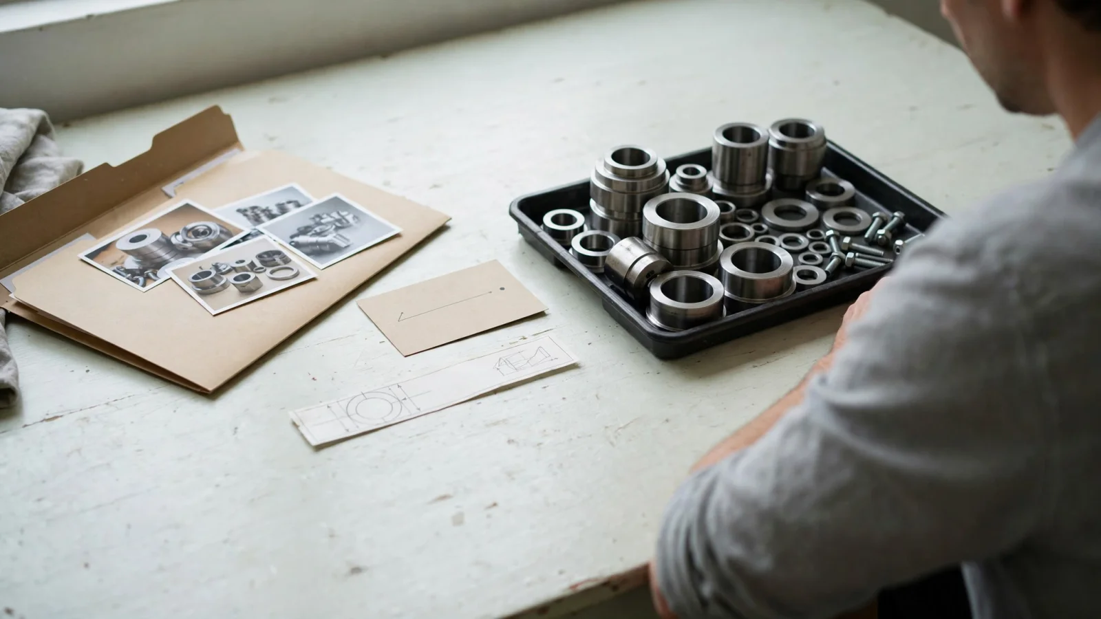 A B2B catalog manager reviewing industrial components while separating a category label from a bore-diameter attribute and linked product assets.