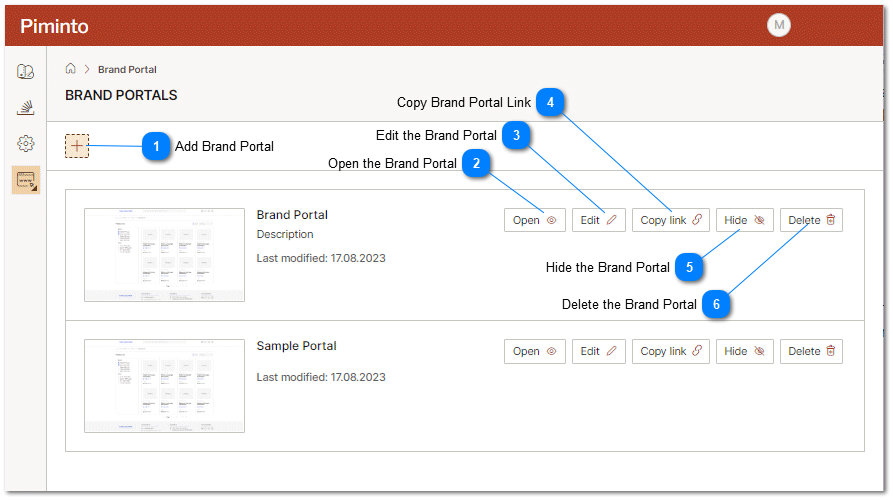 Brand Portal Management Interface