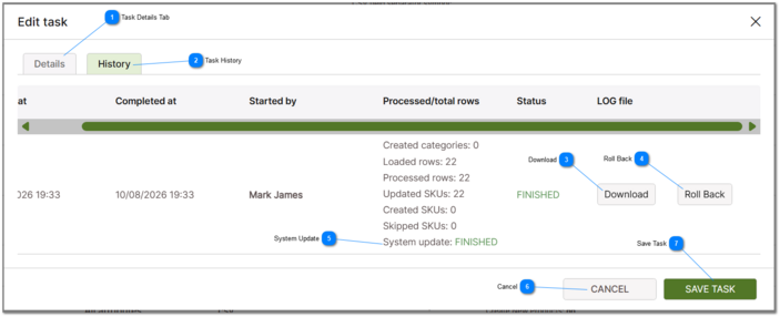 Log File & Rollback Import